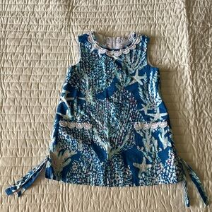 Lilly Pulitzer Blue and White Coral Print Kids Dress 2T